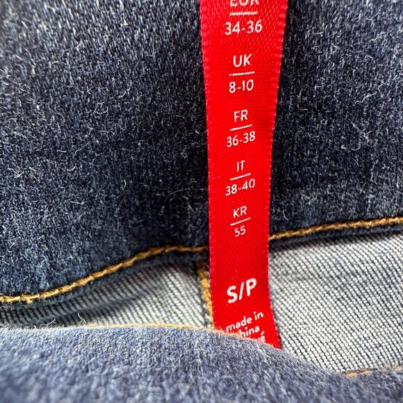 Spanx Medium Wash Distressed Denim Ankle Leggings Womens Small Mid Rise Raw Hem - Picture 8 of 12